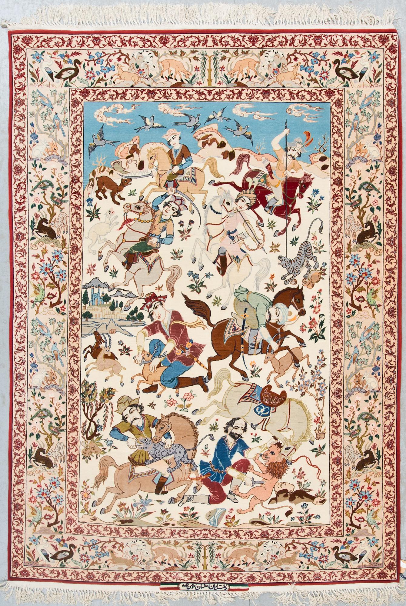 MATTA, Isfahan, part silk, signerad, 1900-talets slut. Ca 218 X 156 cm.