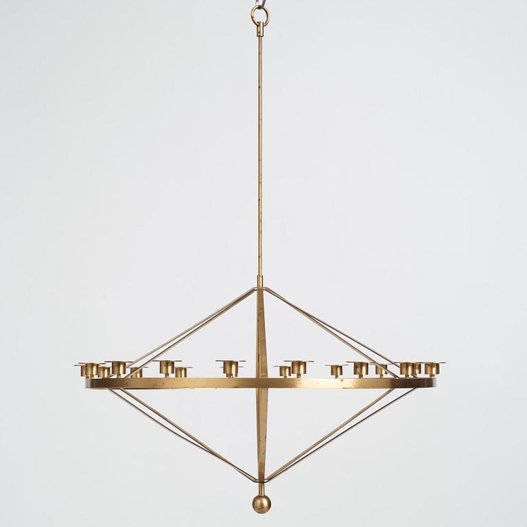 Sigurd Persson, an 18 candles brass chandelier, Sweden, probably 1960s.