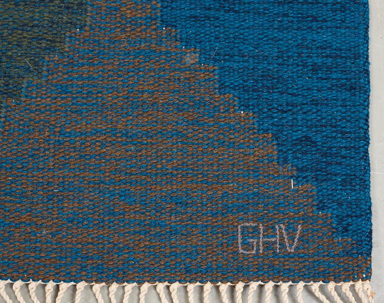 CARPET. Flat weave. 240 x 171 cm. Signed GHV.
