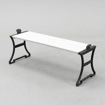 Folke Bensow, a 'Trädgårdsmöbel no 2' cast iron bench, Näfveqvarns bruk.