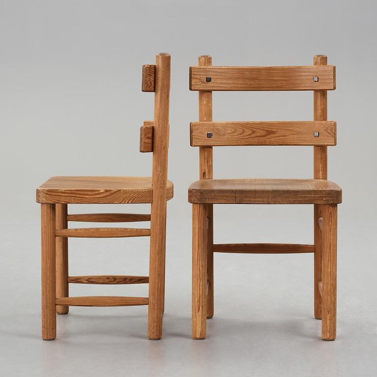 Axel Einar Hjorth, a set of four stained pine "Sandhamn" chairs, Nordiska Kompaniet, Sweden 1933.
