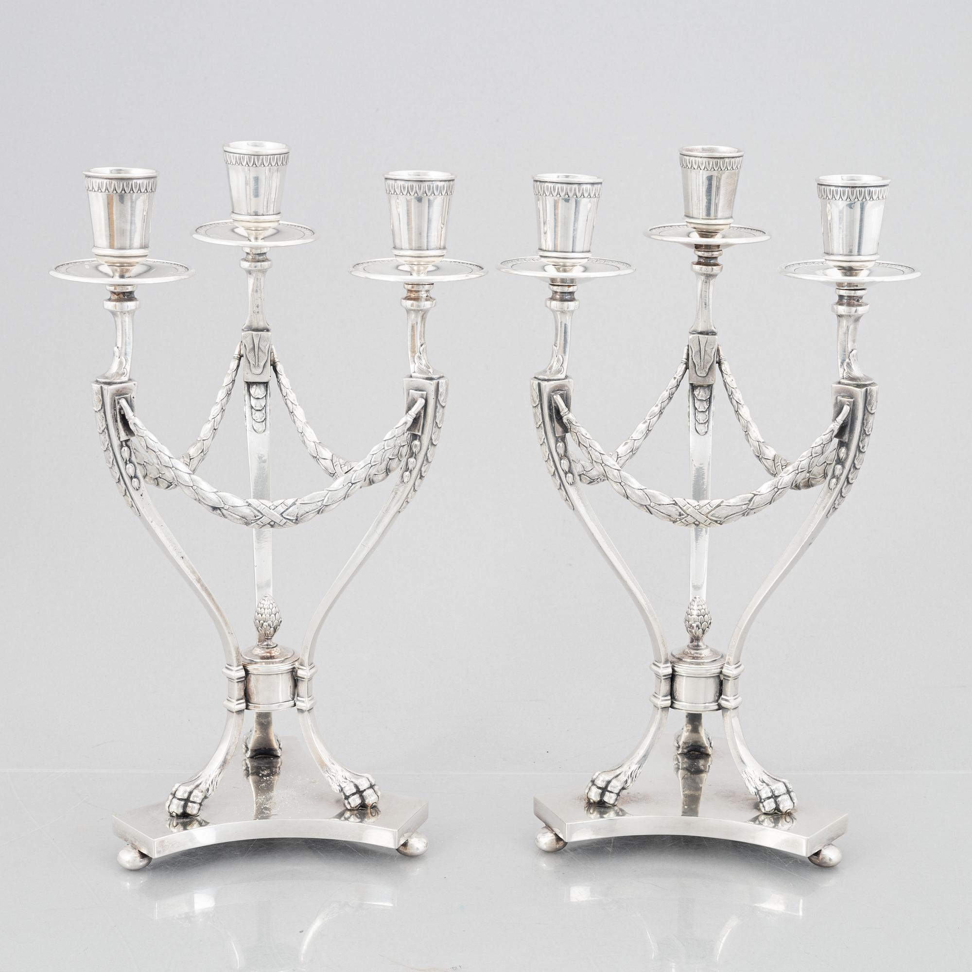 Candelabras a pair, silver plate, CG Hallberg, Stockholm.