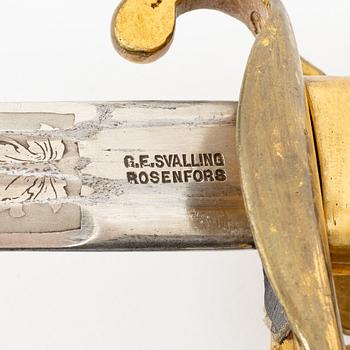 Sabel, svensk, för officer, 1800-talets andra hälft, med balja.