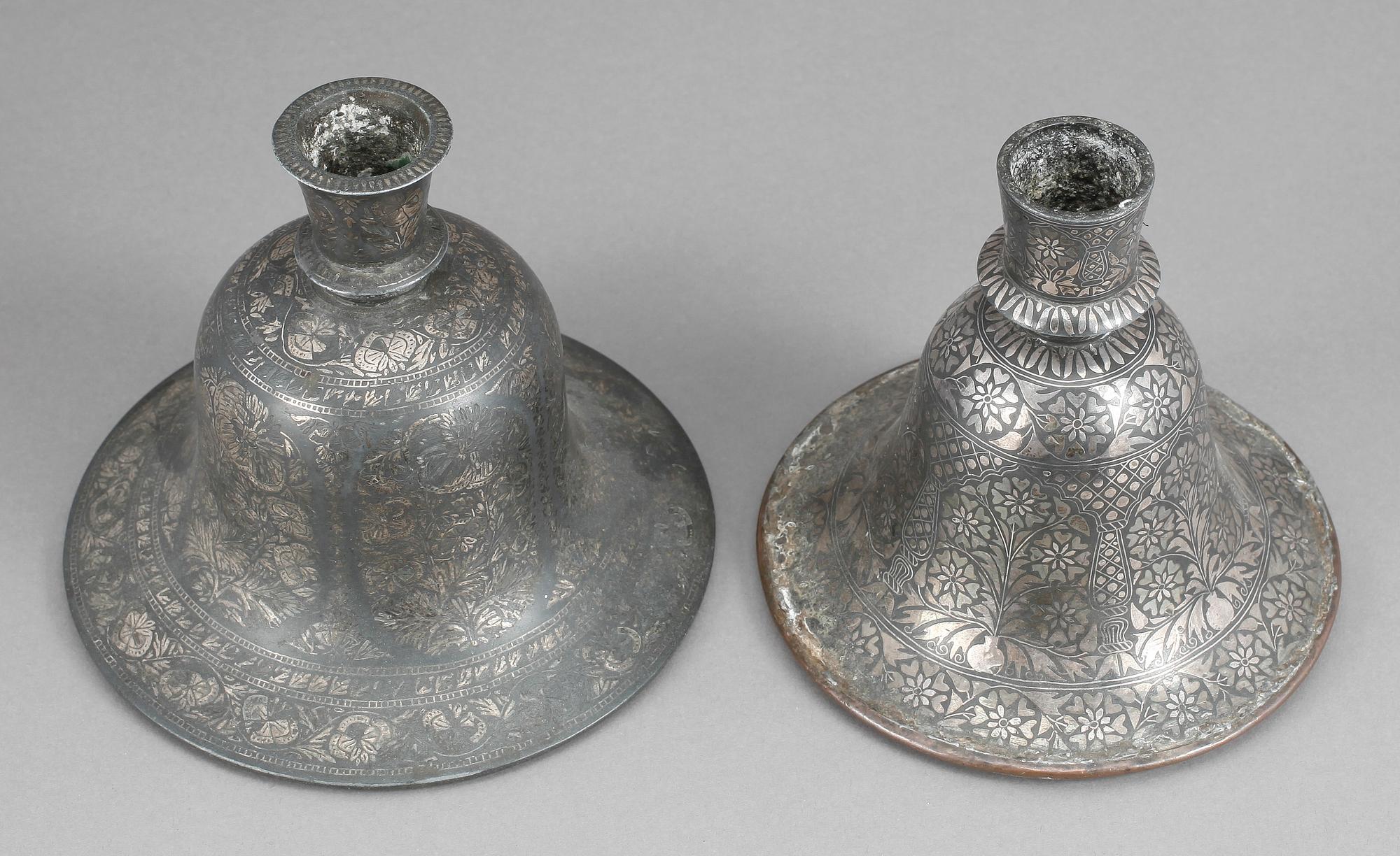 DEL FÖR VATTENPIPA, 2 st, Bidri-arbete, 1800-tal.