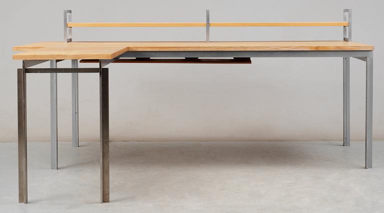 A Poul Kjaerholm ash and steel 'PK-51' desk, E Kold Christensen, Denmark, maker's mark in the steel.