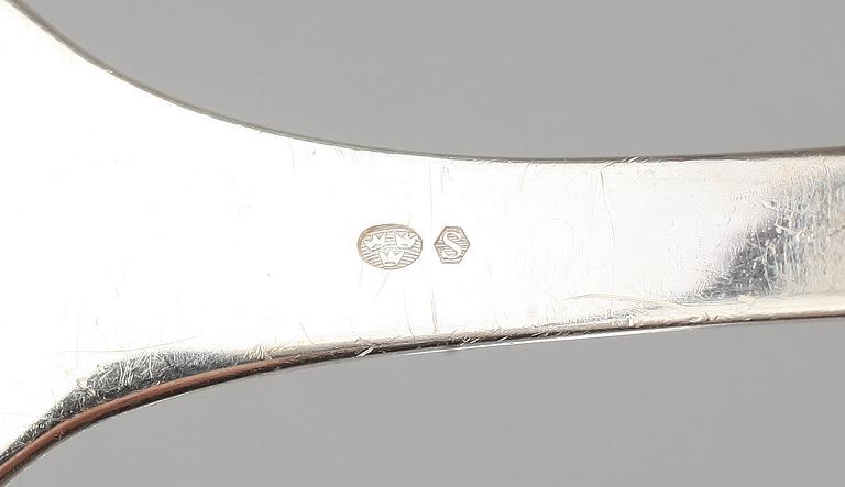 SMÖRGÅSBESTICK, 12 st, sterlingsilver, Hans Hansen, Köpenhamn 1900-talets andra hälft. Tot ca 530 gram.