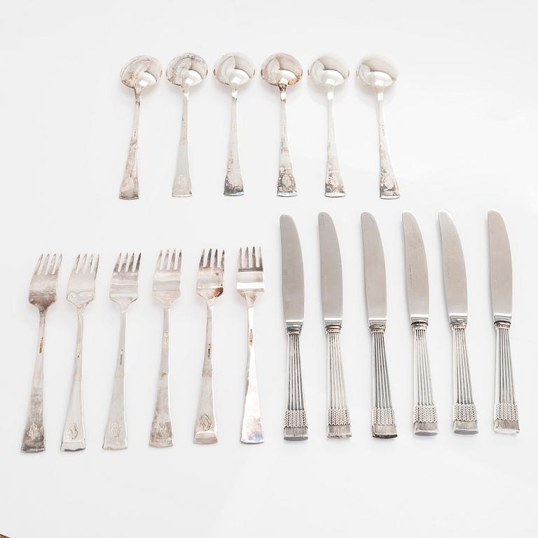 Mauno Honkanen, an 18-piece set of 'Tähkä' silver cutlery, Tillander Helsinki 1967-72.