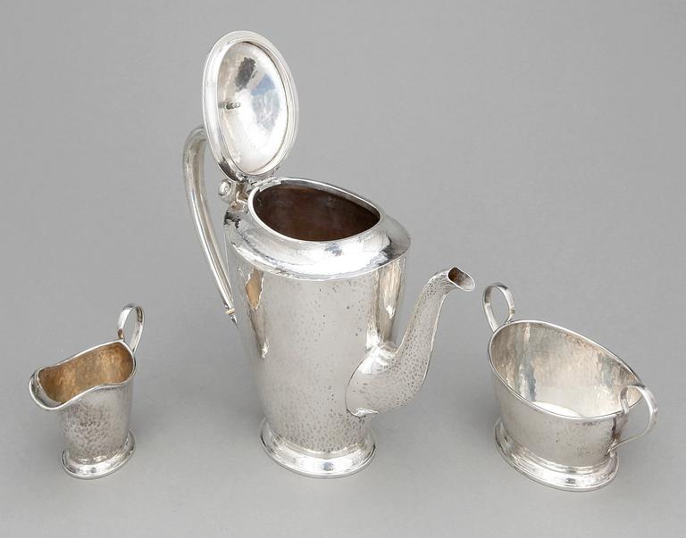 KAFFESERVIS, silver, K. Anderson, Stockholm, 1920. Totalvikt ca639g.