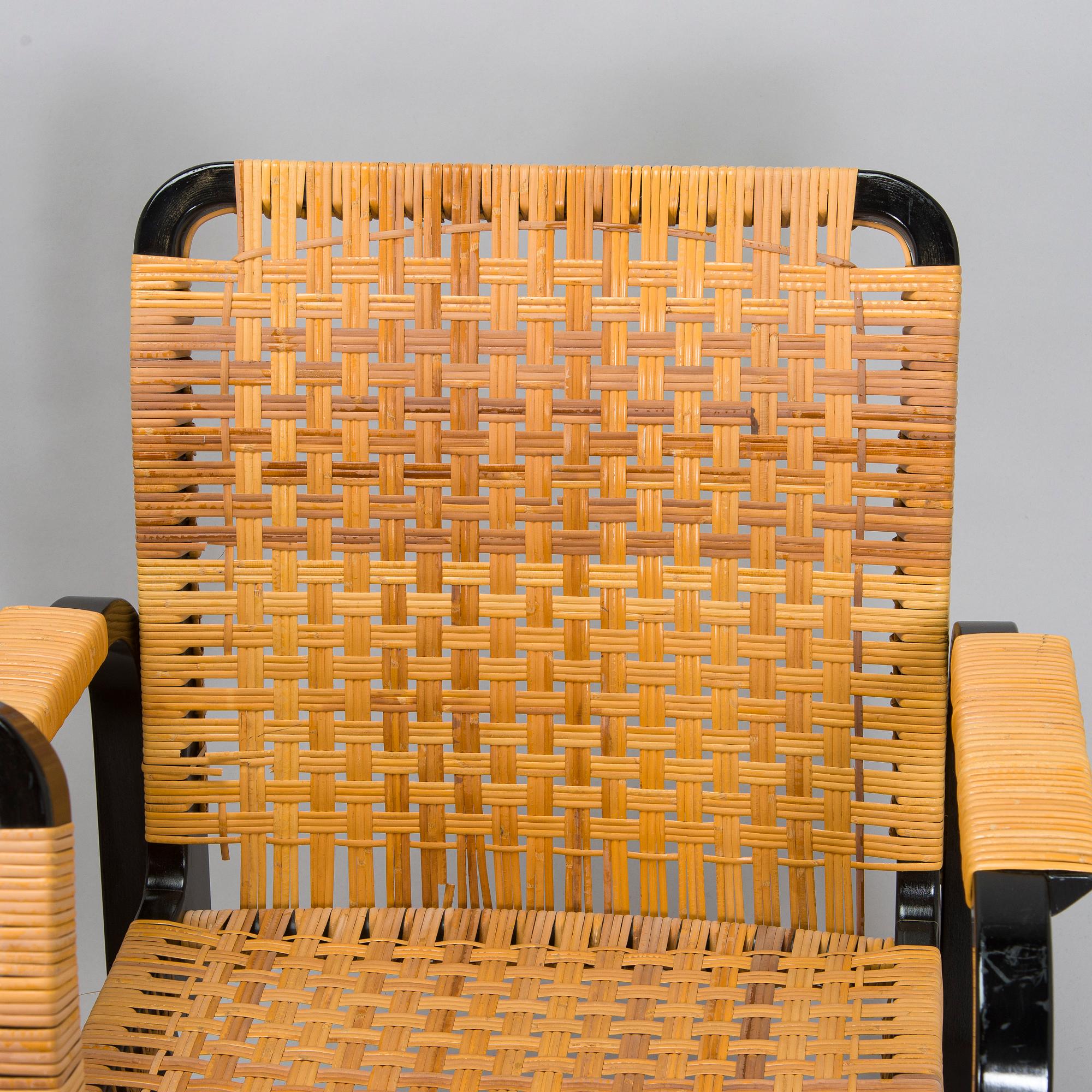 Alvar Aalto, karmstolar, 6 st, modell 45, för Artek 1970-tal.