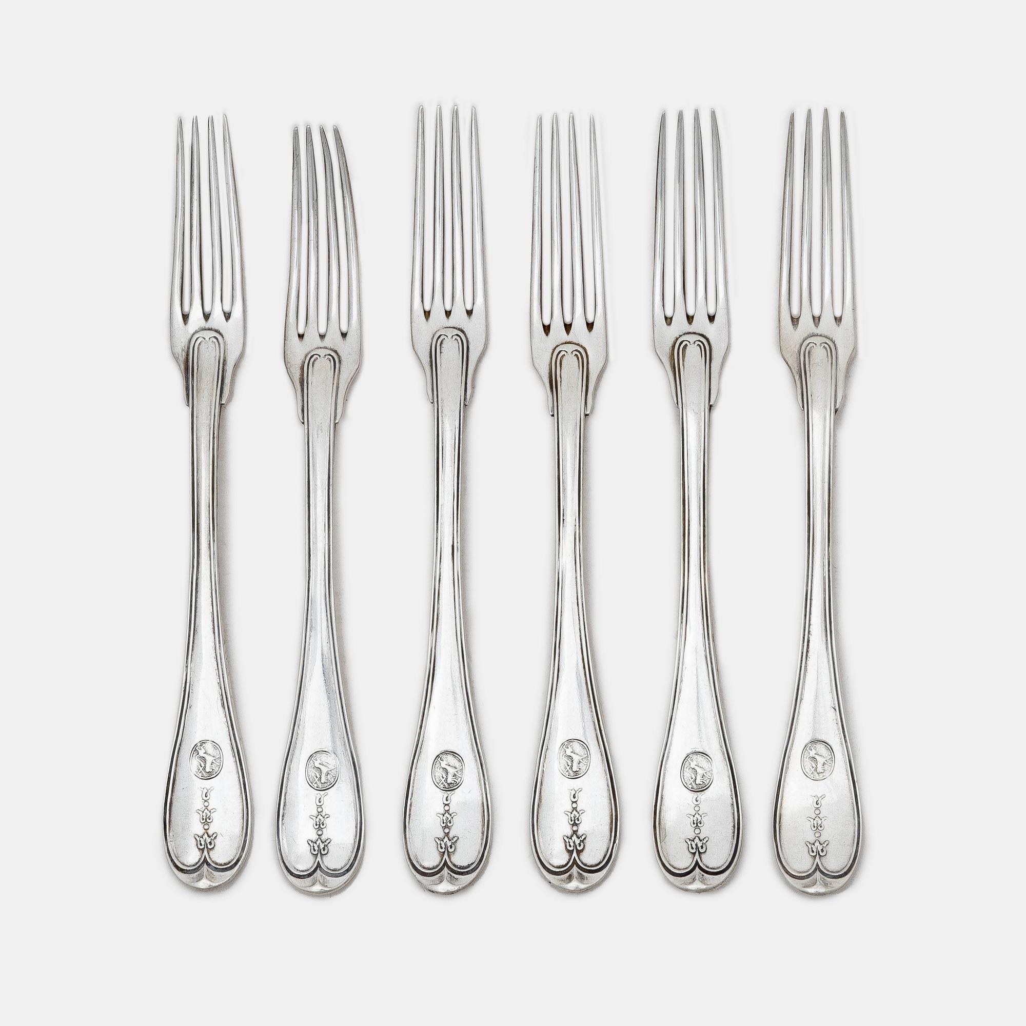 Pehr Zethelius, Forks, 6 pcs, silver, Stockholm 1808.