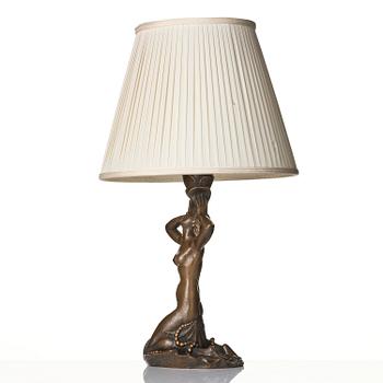 Hjördis Nordin-Tengbom, a patinated bronze table lamp, Herman Bergman konstgjuteri, Stockholm, 1922.