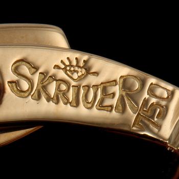 MANSCHETTKNAPPAR, 18k guld, stämplade Skriver, sekelskifte 1900/2000-tal. Vikt 11 g.