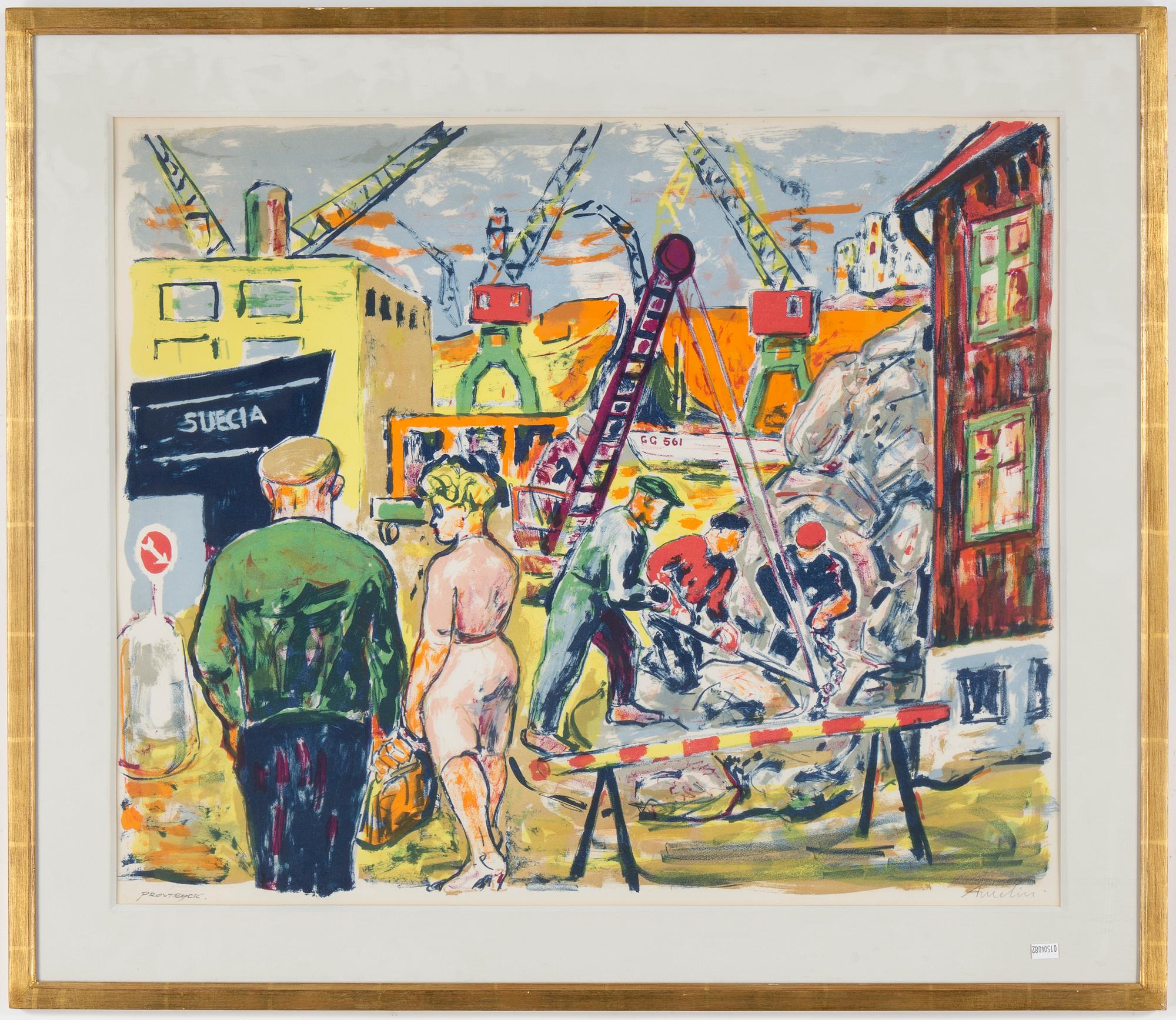 ALBIN AMELIN, färglitografi, signerad, provtryck.