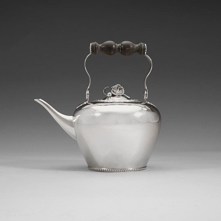 A Swedish 18th century silver tea-pot and stand, marks of Pehr Zethelius, Stockholm 1782.