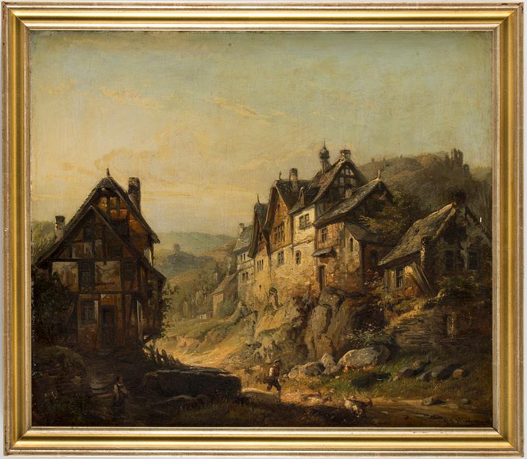 PETER JOSEPH MINJON, tillskrivna, olja på uppfodrad duk, ett par, bär signatur P.J. Minjon samt datering 1864 resp 186?.