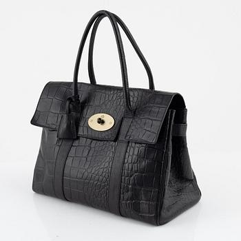 Mulberry, a black, embossed leather 'Bayswater' handbag.