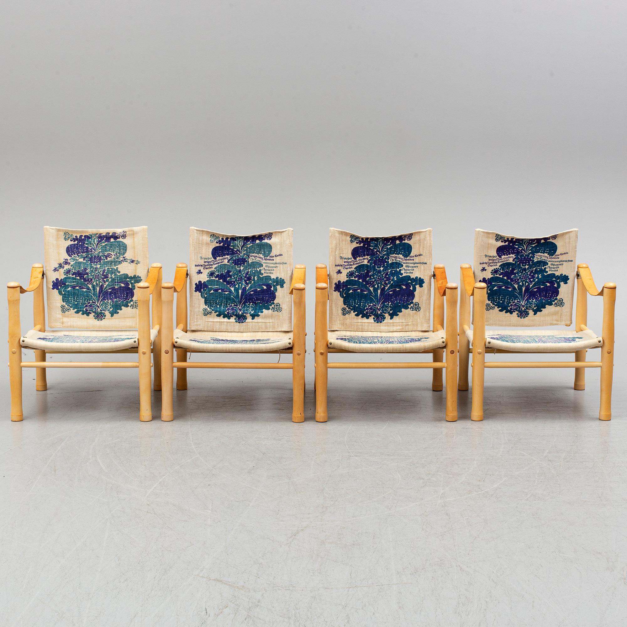 Elias Svedberg, 4 'Safari' chairs, Nordiska Kompaniet, Triva-series, 1965.