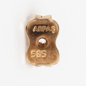 Örhängen, 14K guld, smaragder och diamanter ca 0.16 ct tot.