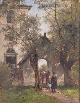 Severin Nilson, Outside the church.