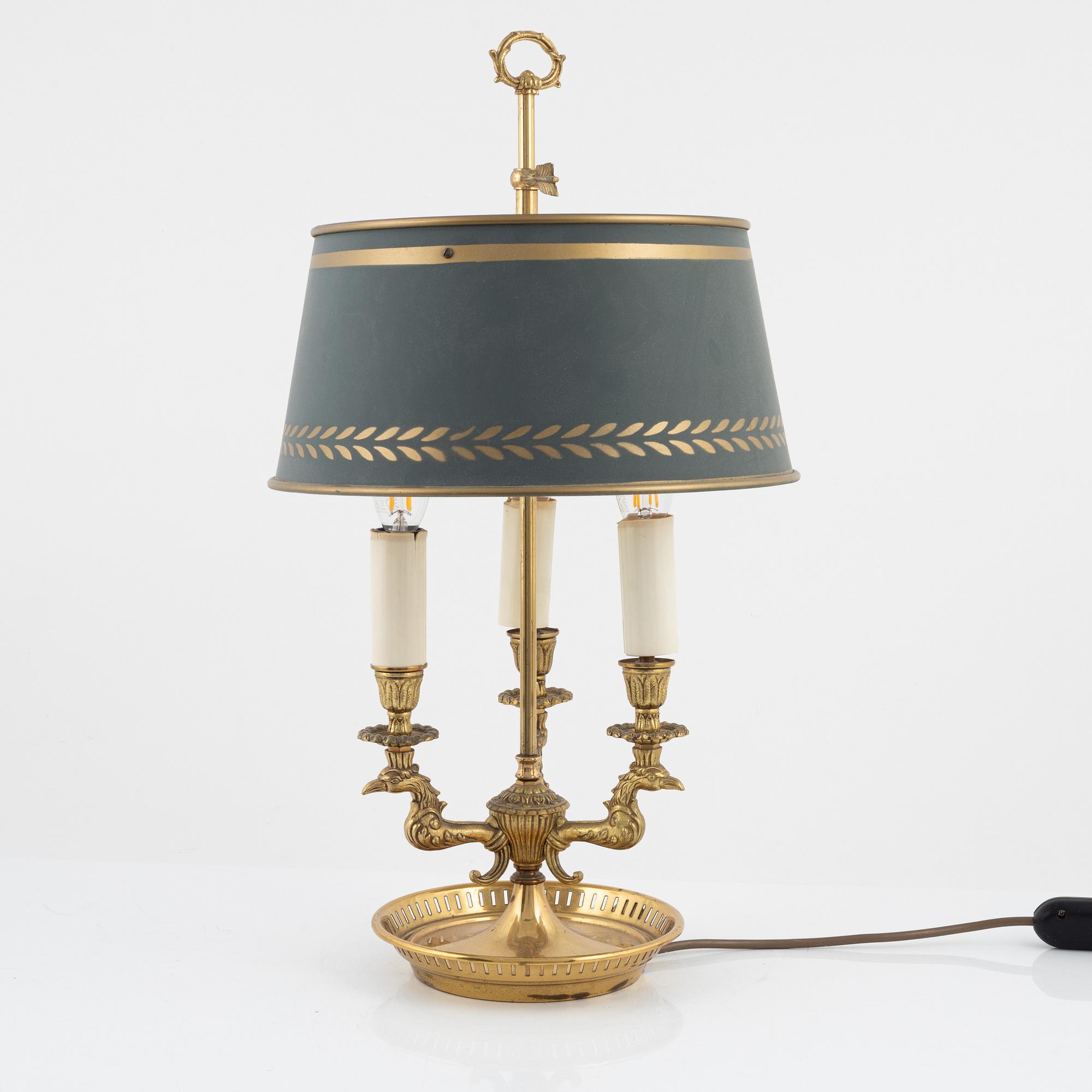 An Empire style bouillotte table lamp, Armaturhantverk, Tibro, second half of the 20th Century.
