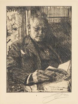 Anders Zorn, etsning, 1904, signerad med blyerts.