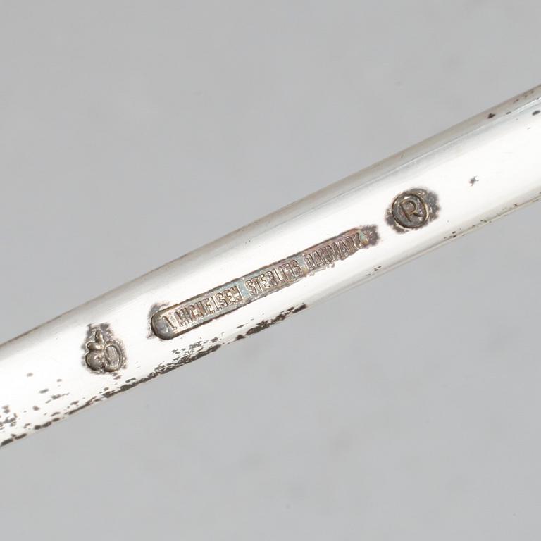 Cocktail jug and stirrer in glass and silver by Anton Michelsen, Denmark, mid/third quarter of the 20th century.