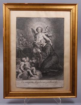 KOPPARSTICK, 2 st, efter Carol Marattus resp E. Geringius, 1700-tal.