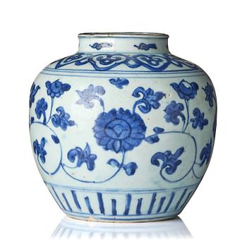 1103. A blue and white 'floral' jar, Ming dynasty, Wanli (1572-1620).