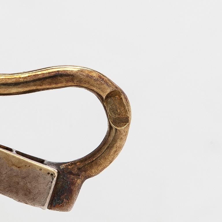 Brosch/hänge, silver och guld med gammalslipade och rosenslipade diamanter.