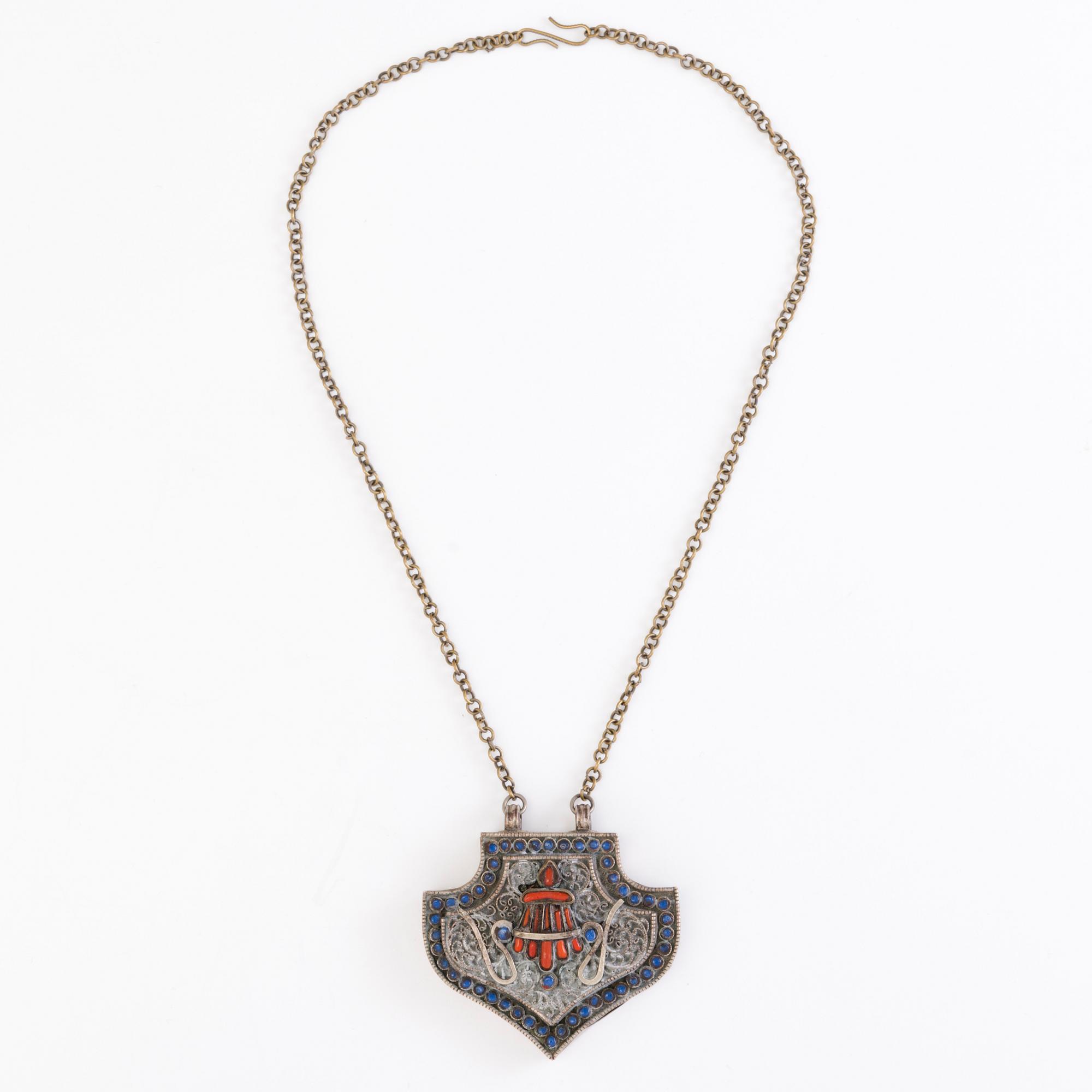 CHARM BOX PENDANT, brass, Nepal/Tibet before 1960's.