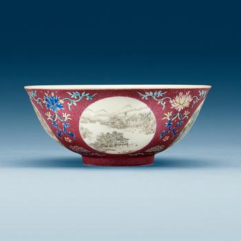 1633. A Chinese enamelled sgrafitto bowl, 20th Century, with Daoguang seal mark.