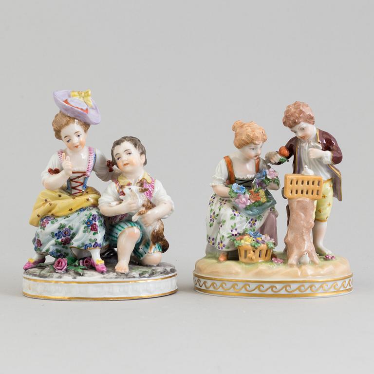 Two German porcelain groups of children, one by Potschappel, 20th Century.