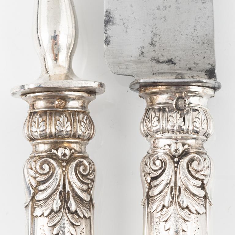 A French Silver Carving Set, mark of Louis Ravinet & Charles Denfert, Paris (1891-1912).