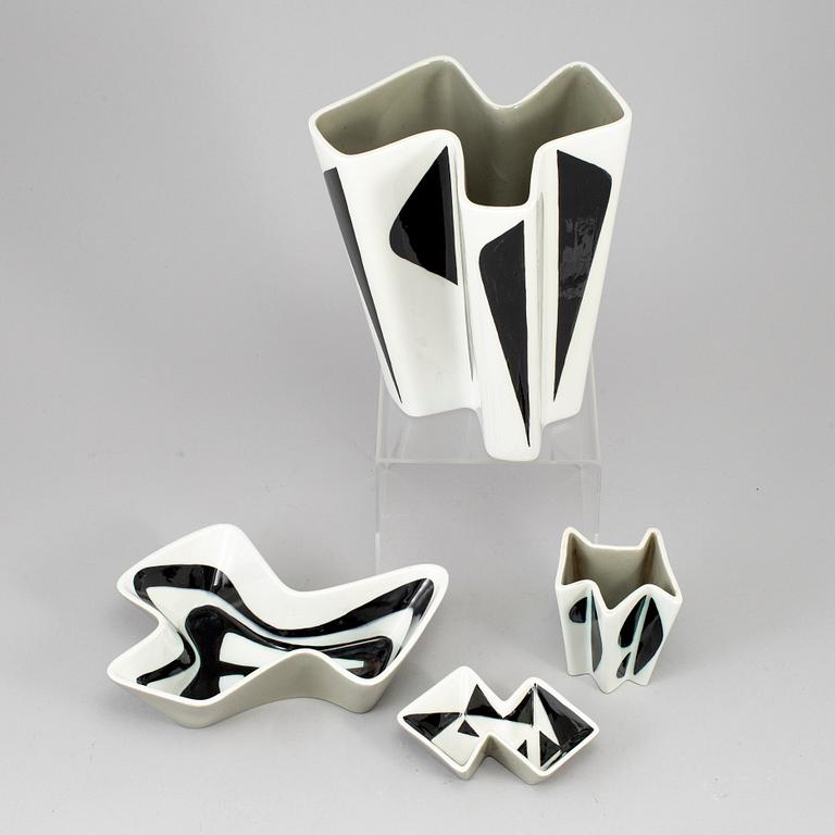 CARL-HARRY STÅKHANE, Four 'Konstrakta SNT' vases and bowls, signed, Rörstrand, designed 1953.