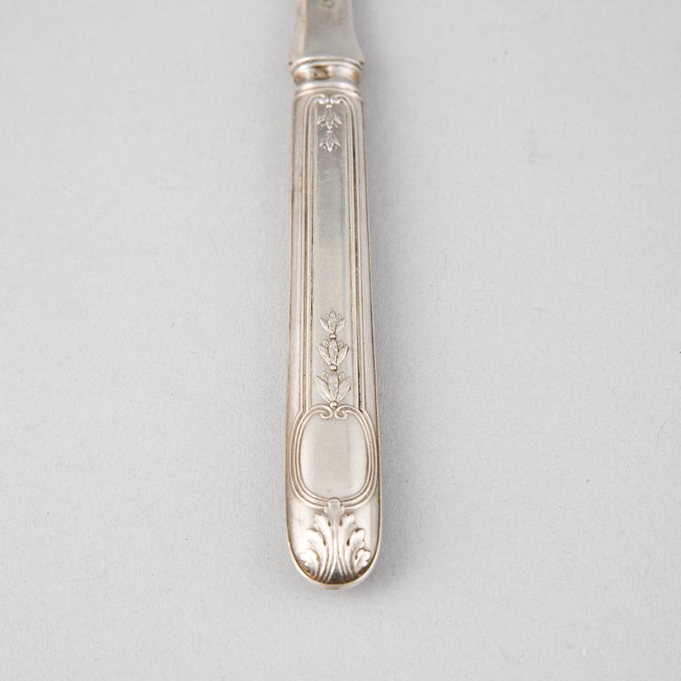 A set of twelve French 19th century silver lobster forks.