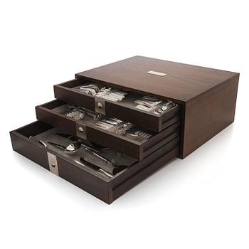 Tapio Wirkkala, A 98-piece set of 'Marski' sterling silver cutlery, Kultakeskus, Hämeenlinna 1988. In a cutlery box.