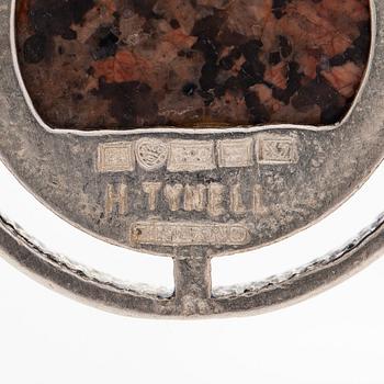 Helena Tynell, a silver and granite necklace with pendant, Turun Hopea, Turku 1975.