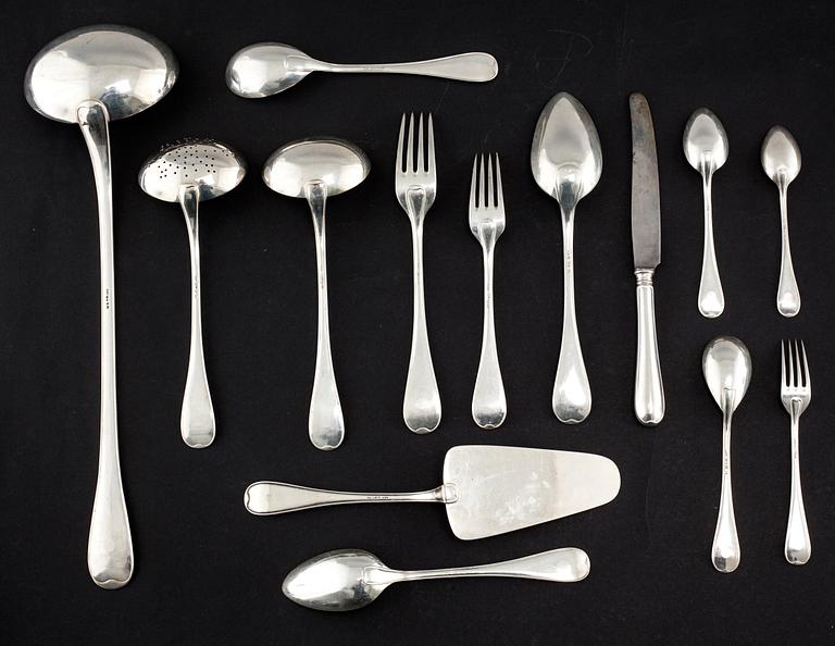 58 pieces of silver table ware, by GAB, early 20th century. Total weight 2529 g.