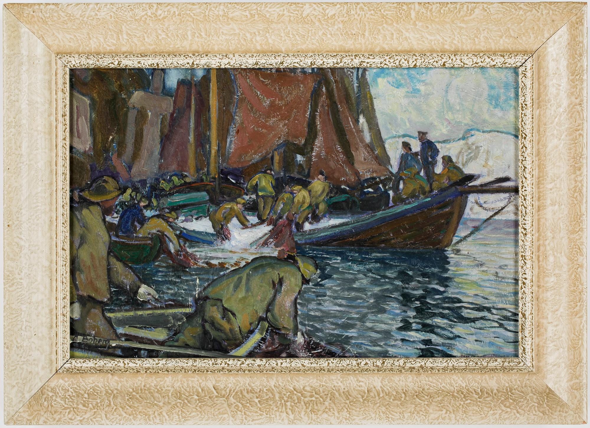 ANNA BOBERG, olja på pannå, signerad.
