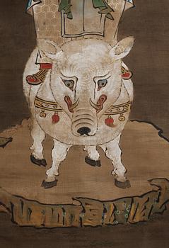 A hanging scroll, ink and colour on paper, Unidentified artist, presumably Japan, 19th Century.