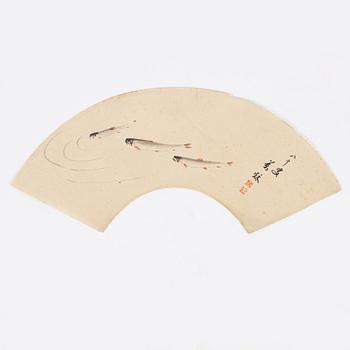 Olika konstnärer, färgträsnitt, sk "fan prints", 17 st, Japan, 1900-tal.