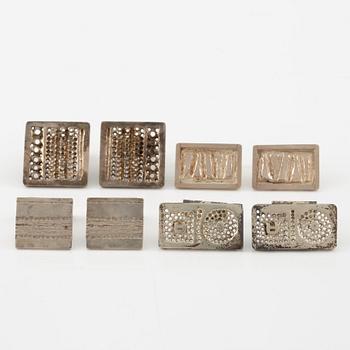 Lars Arby, fyra par manschettknappar, sterlingsilver, Göteborg 1966. 1967 och 1976.
