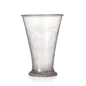 305. A glass goblet, Skånska glasbruket, Sweden, 18th Century.