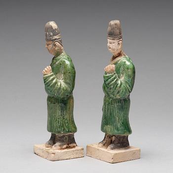 Two green glazed figures, Ming dynasty (1368-1644).