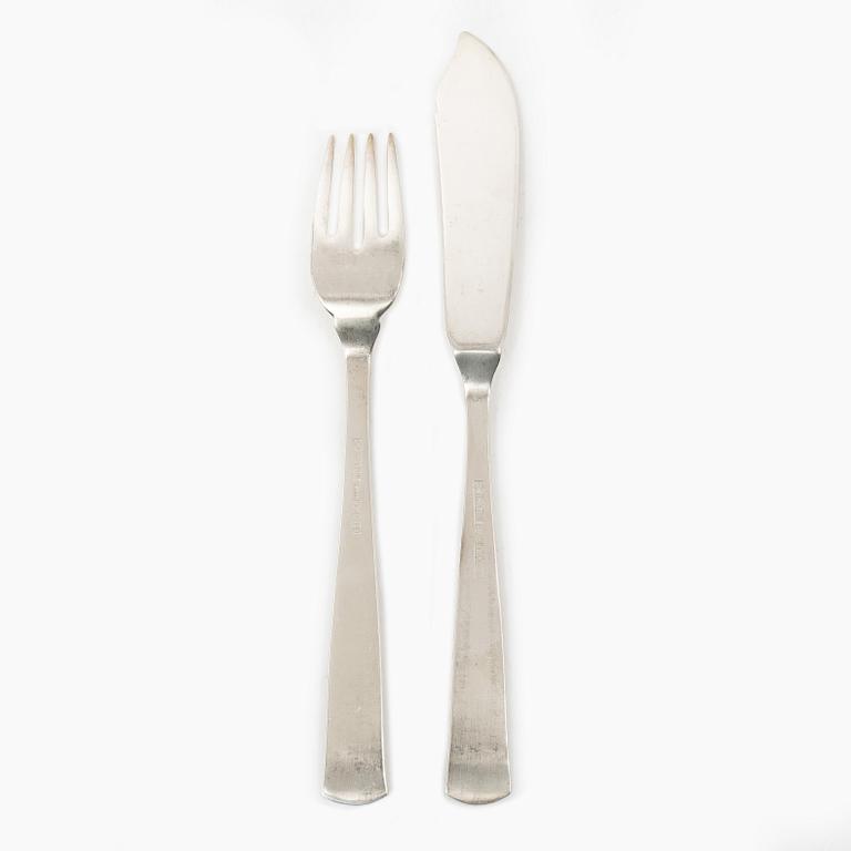 Jakob Ängman, 24 pieces of silver fish cutlery, model Rosenholm, GAB, Eskilstuna, 1977-78.