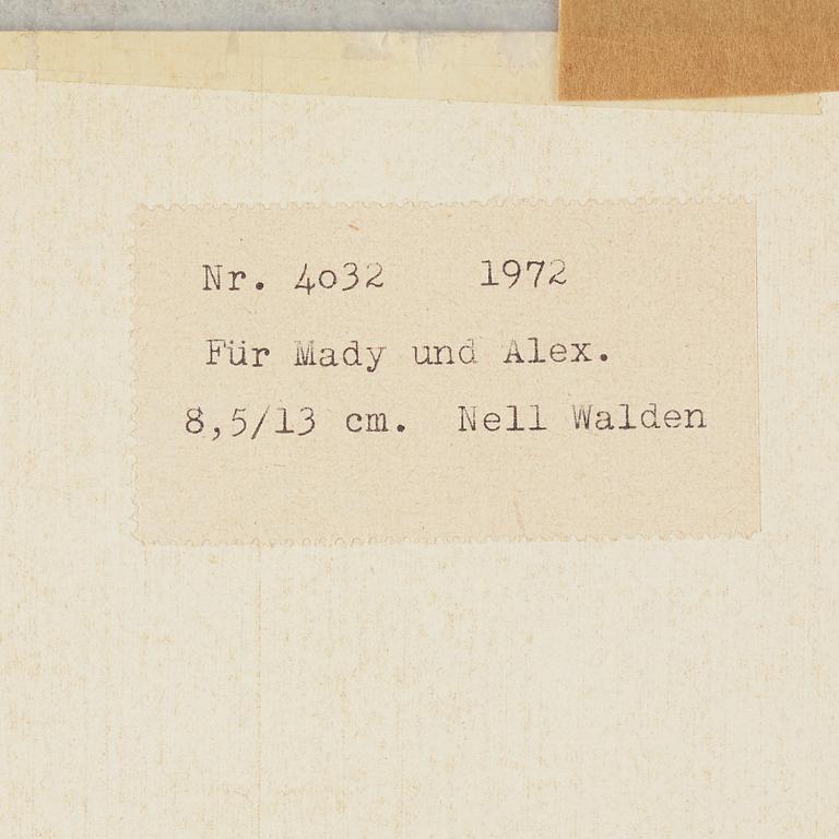 NELL WALDEN, mixed media on print, signed and dated-72.