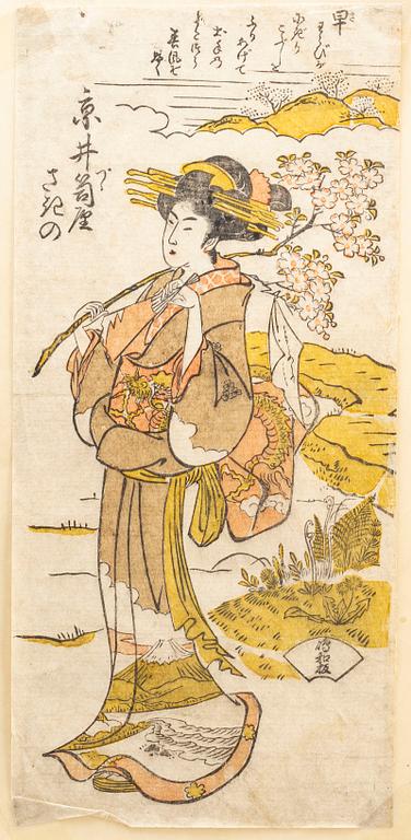 Two Japanese woodblock prints, 19th century.