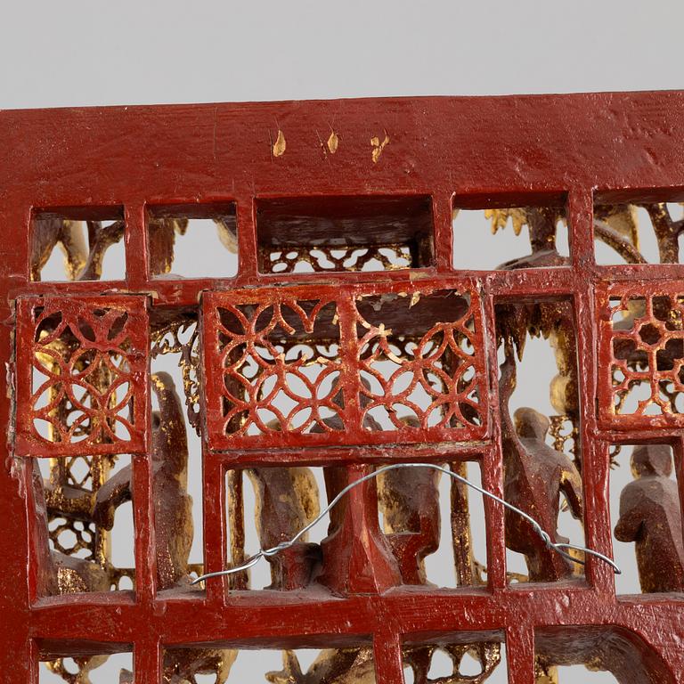 Relief, carved wood, China, first half of the 20th century.