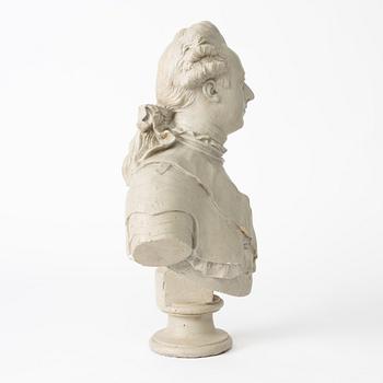 Johan Tobias Sergel, after, a plaster bust of king 'Gustav III' of Sweden, early 20th century.