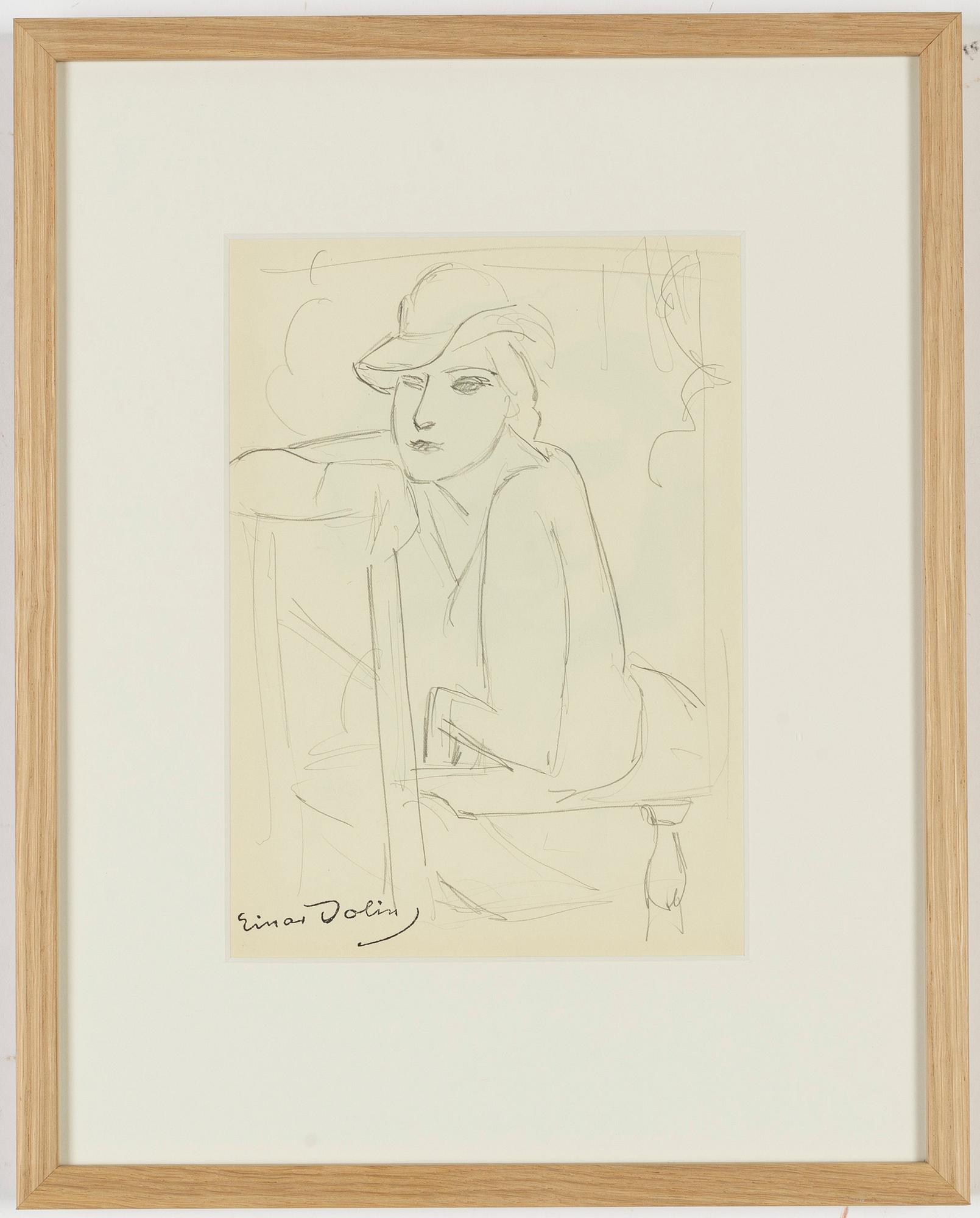 Einar Jolin, pencil drawing, stamped signature Einar Jolin.